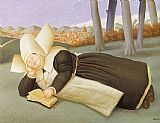Fernando Botero Famous Paintings - Reclined Nun